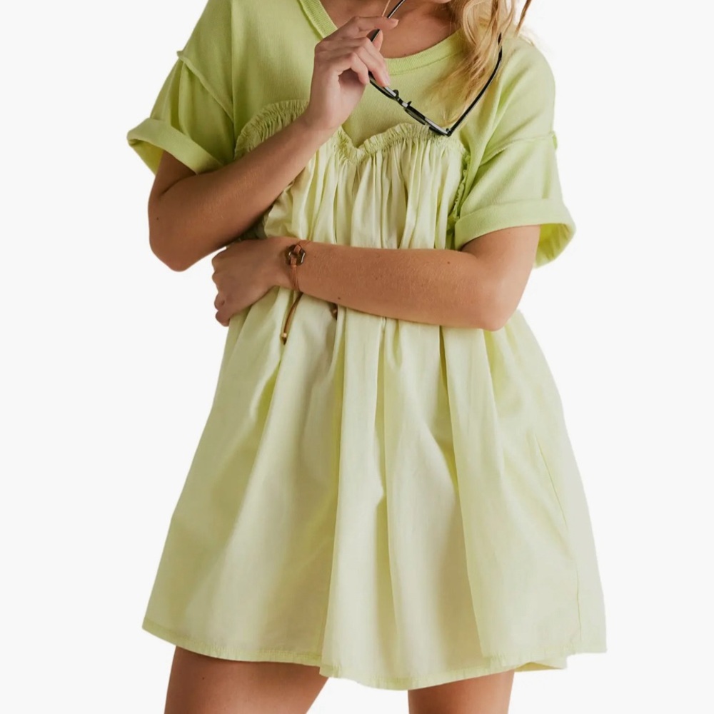 Free people Catalina Mini Dress in lime green size medium
